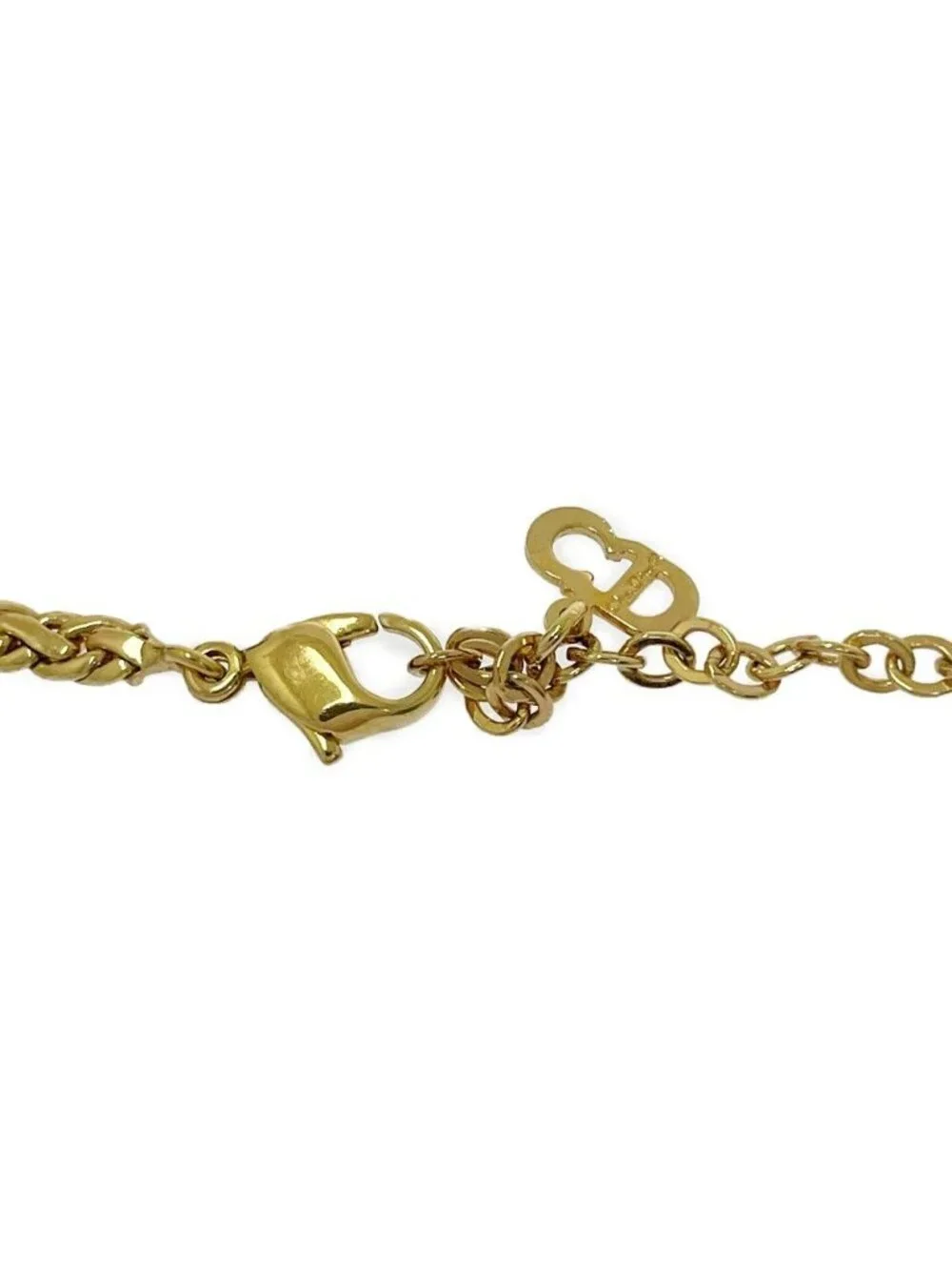 Dior Rhinestone Motif Necklace Gold